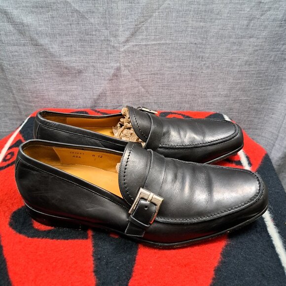 %Size 12 Bruno Magli Carlo Mens Black Dress Shoes Leather Loafers Italy D3 main image 10